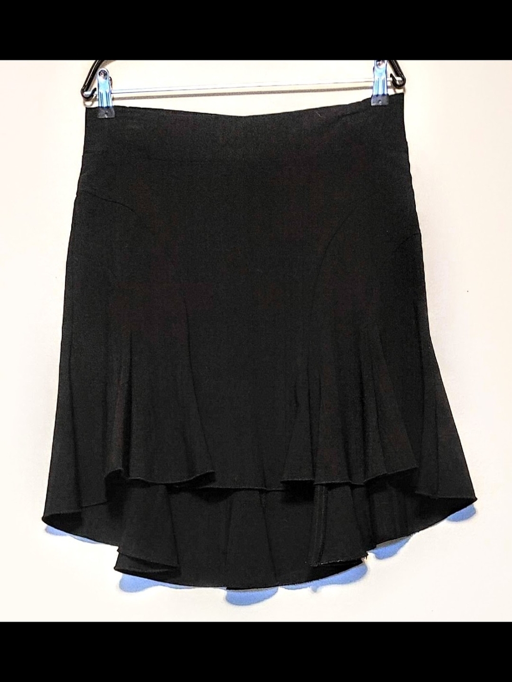 Classic Vintage Black Ruffled High-Low Fit-Flare Skirt 31" Waist